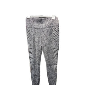 Athleta Delancey Textured Moto Tight Leggings Ankle Zipper Houndstooth Black S